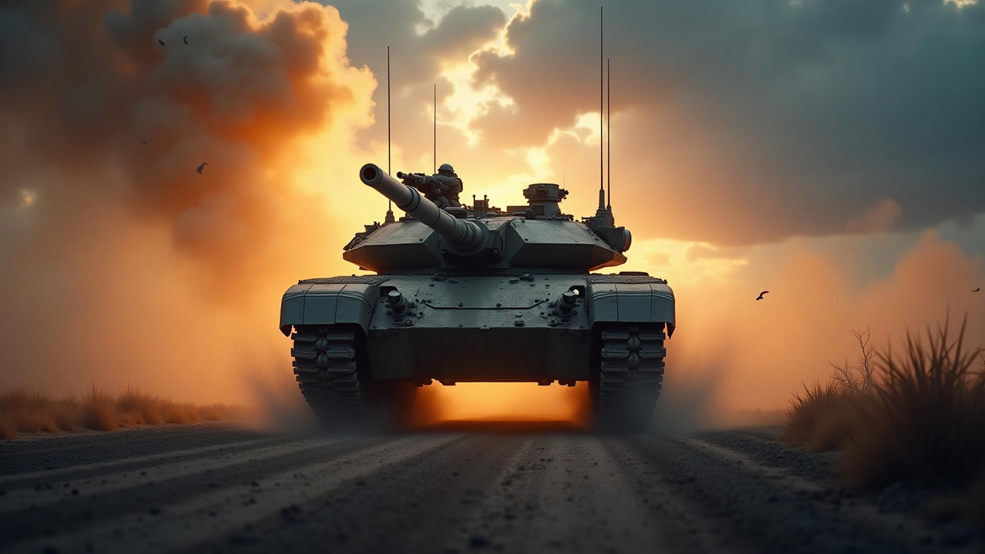 Military Tank on Battlefield - Defense Technology